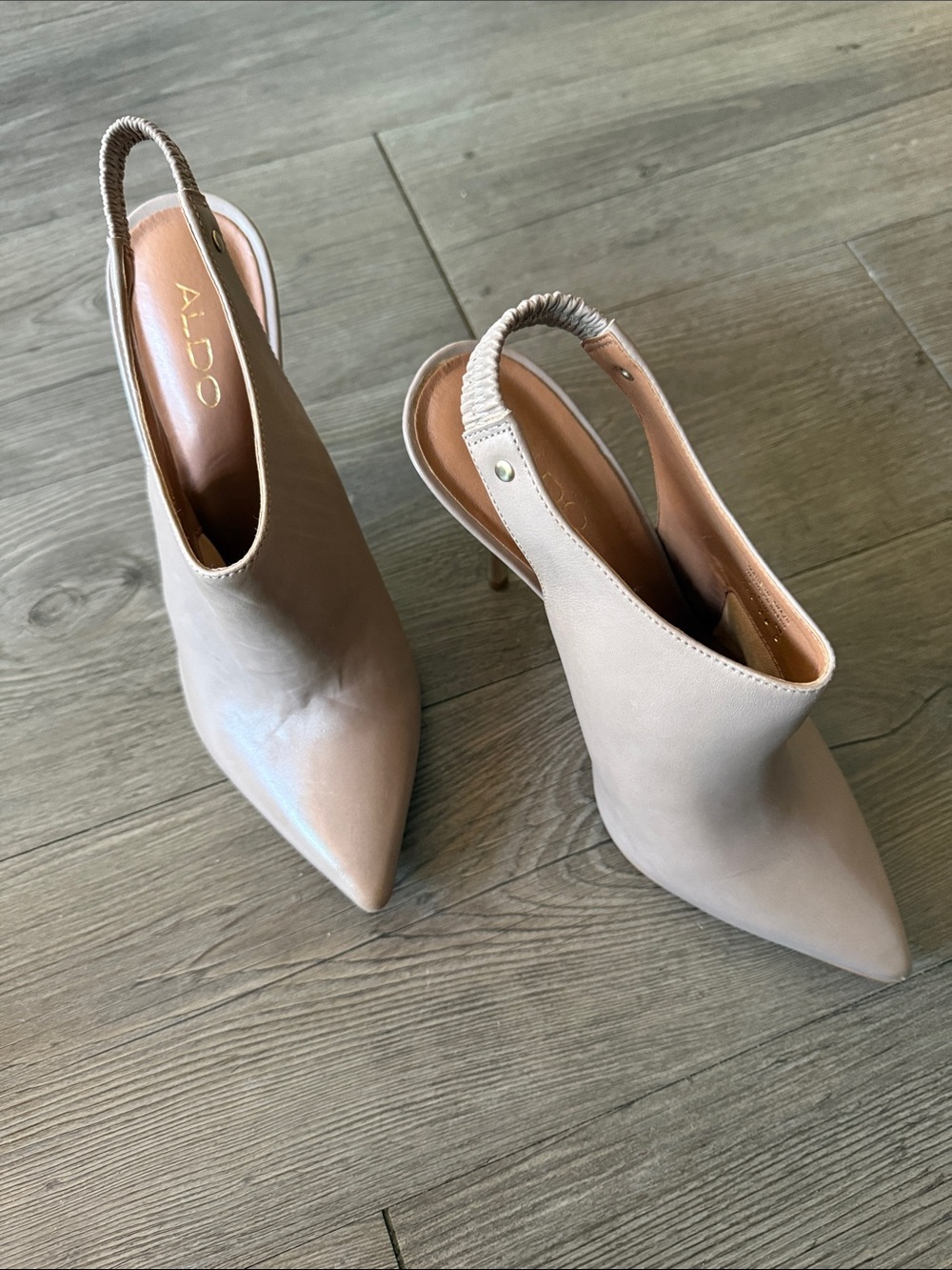 ALDO Taupe Pointed-Toe Slingback Heels
